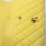 CHANEL Handbag Yellow Lambskin Quilted Double Classic Flap Medium Light Gold Hardware -Knockoff
