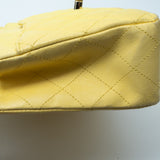 CHANEL Handbag Yellow Lambskin Quilted Double Classic Flap Medium Light Gold Hardware -Knockoff
