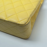 CHANEL Handbag Yellow Lambskin Quilted Double Classic Flap Medium Light Gold Hardware -Knockoff
