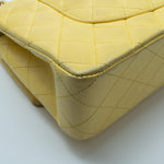 CHANEL Handbag Yellow Lambskin Quilted Double Classic Flap Medium Light Gold Hardware -Knockoff
