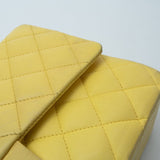 CHANEL Handbag Yellow Lambskin Quilted Double Classic Flap Medium Light Gold Hardware -Knockoff
