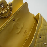 CHANEL Handbag Yellow Lambskin Quilted Double Classic Flap Medium Light Gold Hardware -Knockoff
