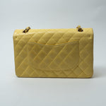 CHANEL Handbag Yellow Lambskin Quilted Double Classic Flap Medium Light Gold Hardware -Knockoff
