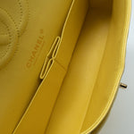 CHANEL Handbag Yellow Lambskin Quilted Double Classic Flap Medium Light Gold Hardware -Knockoff
