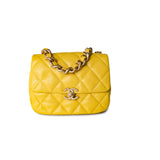 CHANEL Handbag Yellow Yellow Lambskin Quilted Lacquered Metal CC Flap Bag -Knockoff
