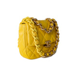 CHANEL Handbag Yellow Yellow Lambskin Quilted Lacquered Metal CC Flap Bag -Knockoff
