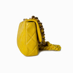 CHANEL Handbag Yellow Yellow Lambskin Quilted Lacquered Metal CC Flap Bag -Knockoff
