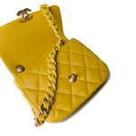 CHANEL Handbag Yellow Yellow Lambskin Quilted Lacquered Metal CC Flap Bag -Knockoff
