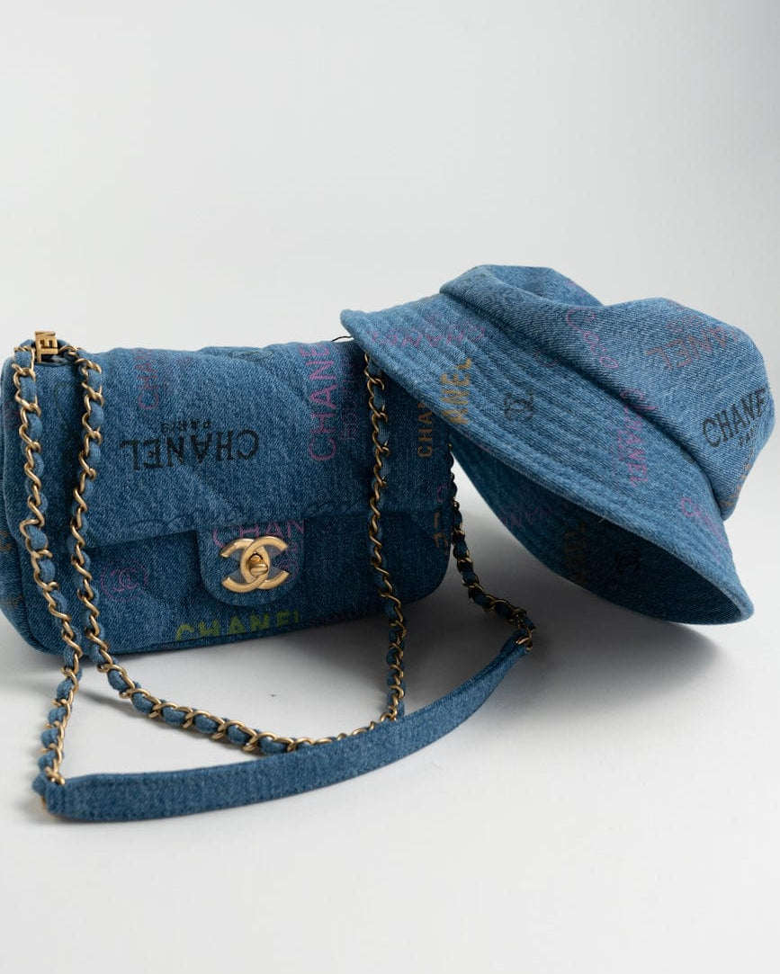 CHANEL Hat Blue 22P Blue Denim Cloche Bucket Hat M -Knockoff
