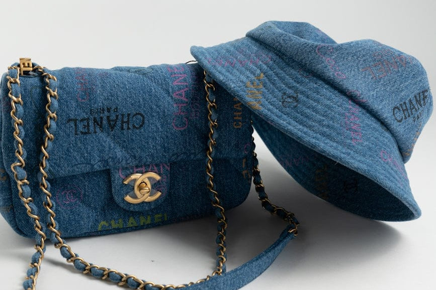 CHANEL Hat Blue 22P Blue Denim Cloche Bucket Hat M -Knockoff
