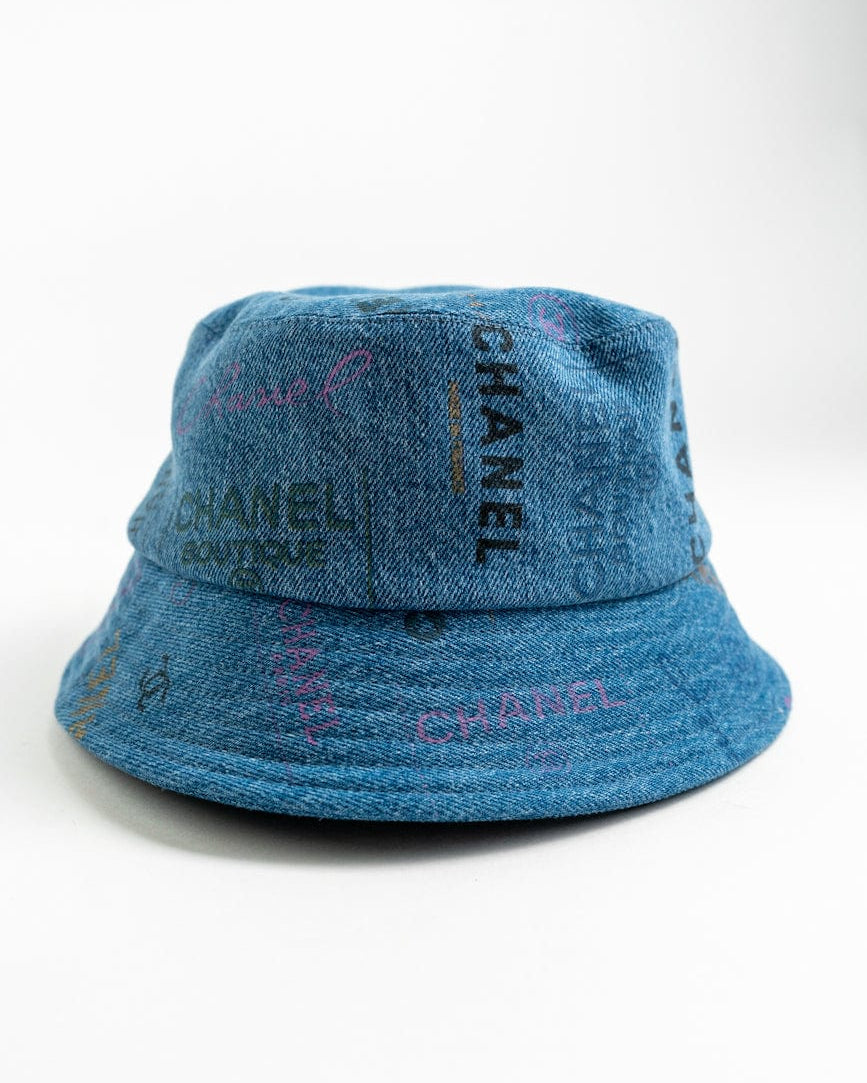 CHANEL Hat Blue 22P Blue Denim Cloche Bucket Hat M -Knockoff
