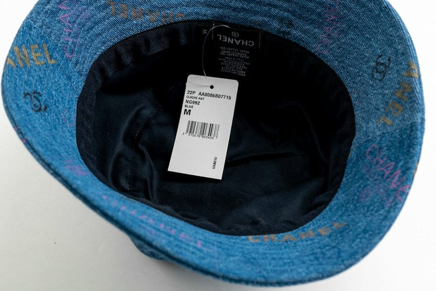 CHANEL Hat Blue 22P Blue Denim Cloche Bucket Hat M -Knockoff
