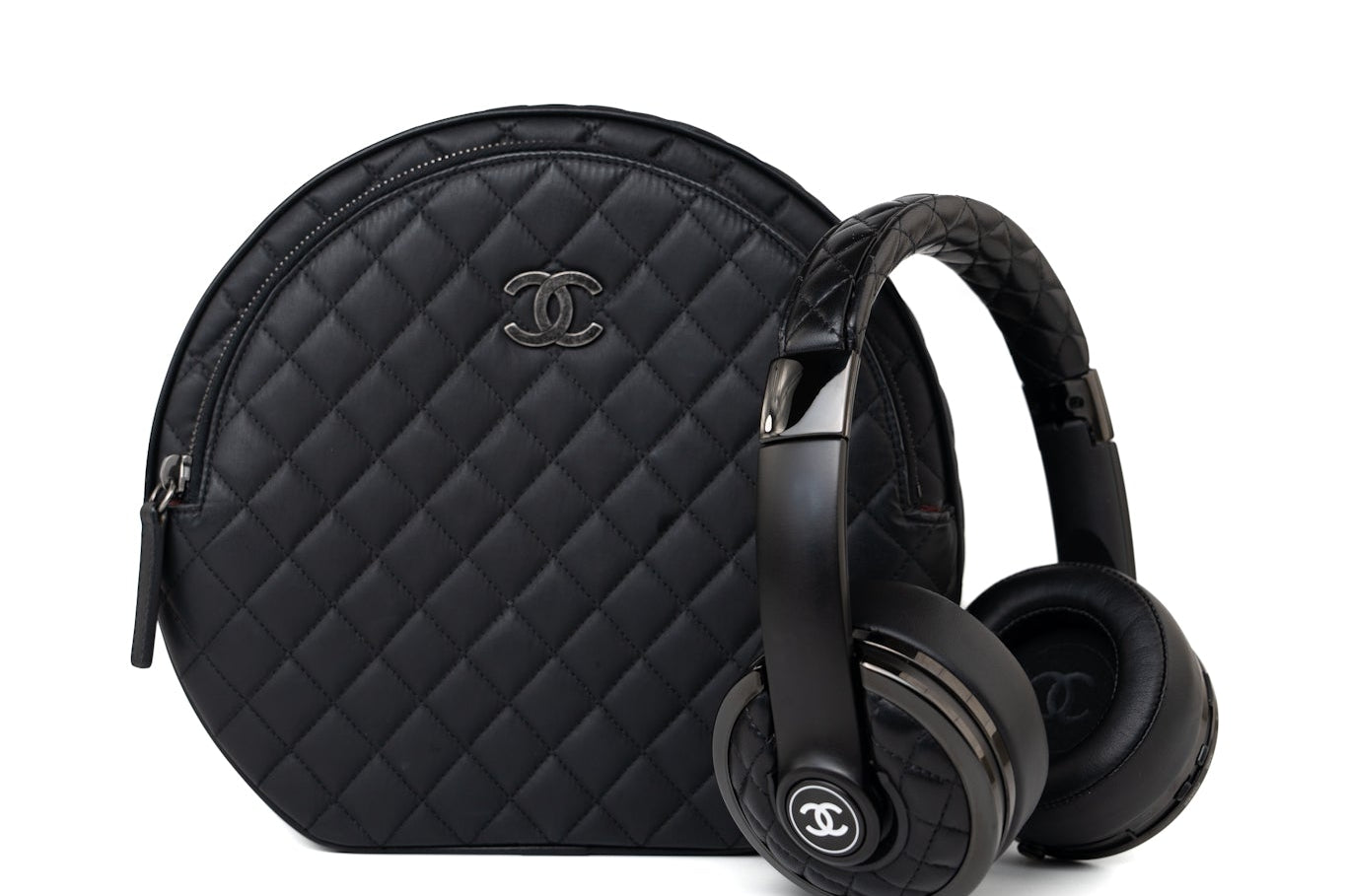 CHANEL Headphones Black Chanel x Monster Black Quilted Headphones w/ Case -Knockoff
