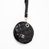 CHANEL Key Holder Black Key Chain / Travel Tag Black Lambskin Quilted LGHW -Knockoff
