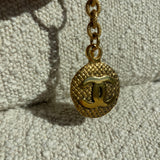 CHANEL Key Holder Gold Chanel Vintage Gold-tone Metal Round Coco Mark Charm Keyholder -Knockoff
