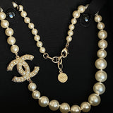 CHANEL Necklace Chanel Graduated Pearl CC Short Necklace Gold -Knockoff
