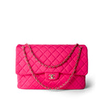 CHANEL Pink Pink Jersey Quilted XL Jumbo Single Flap Light Gold Hardware -Knockoff
