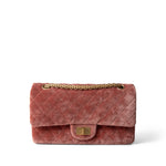 CHANEL Pink Pink/Rose Velvet Quilted Reissue 2.55 Flap 225 Aged Gold Hardware -Knockoff
