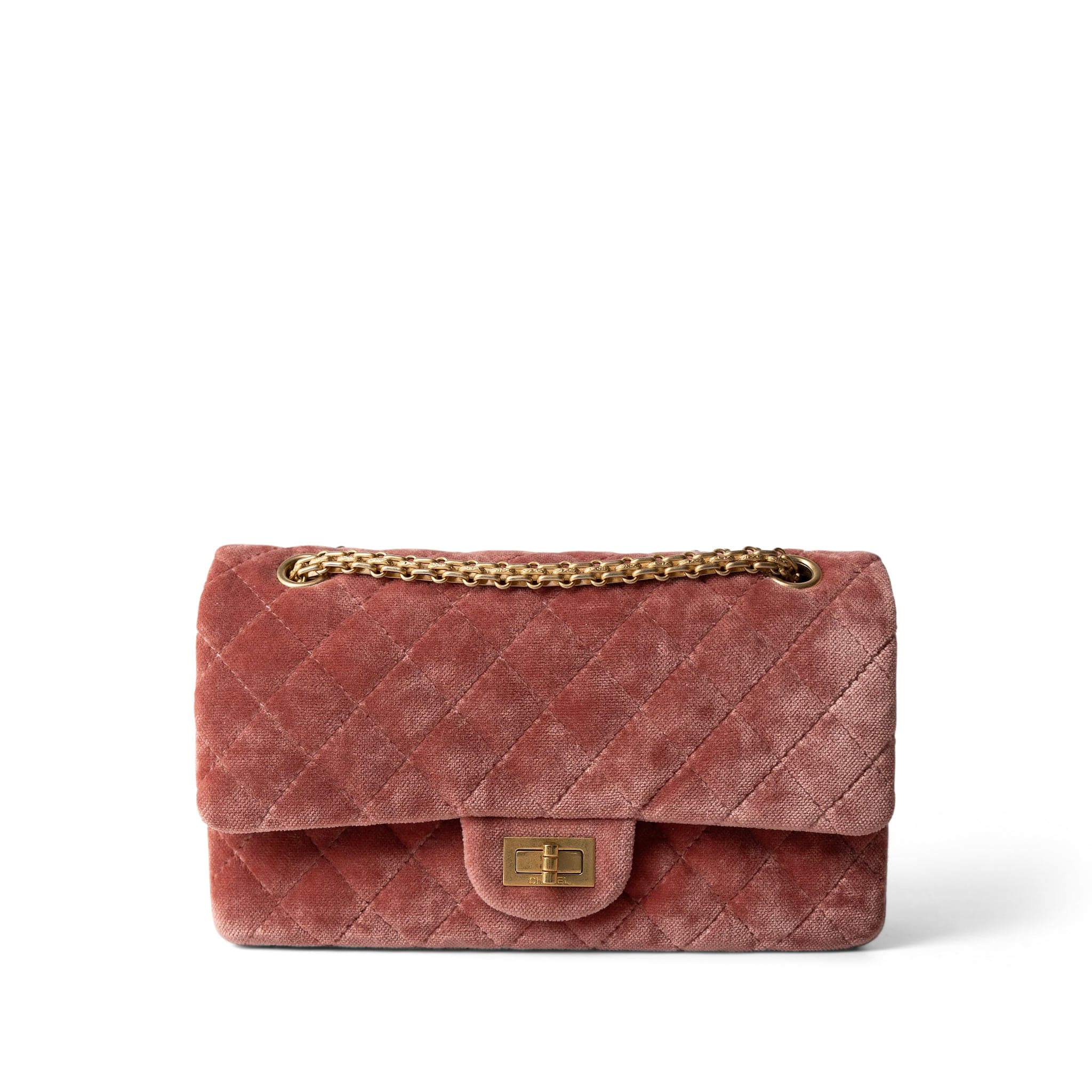 CHANEL Pink Pink/Rose Velvet Quilted Reissue 2.55 Flap 225 Aged Gold Hardware -Knockoff
