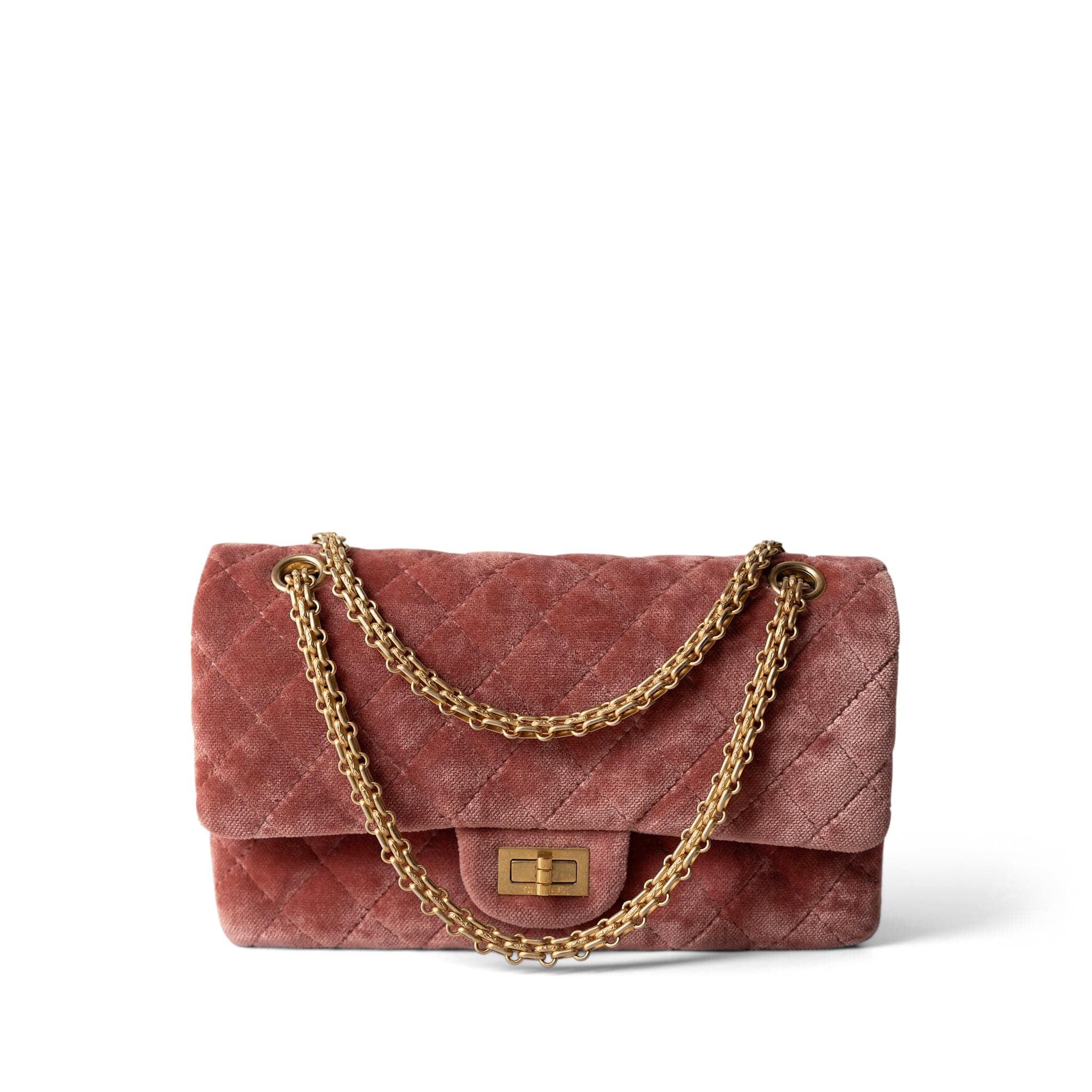 CHANEL Pink Pink/Rose Velvet Quilted Reissue 2.55 Flap 225 Aged Gold Hardware -Knockoff
