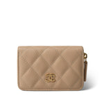 CHANEL Pouch Purse Beige Beige Caviar Quilted Zip Coin Purse -Knockoff
