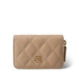 CHANEL Pouch Purse Beige Beige Caviar Quilted Zip Coin Purse -Knockoff
