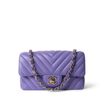 CHANEL Purple 20S Light Purple Lambskin Chevron Mini Rectangular Flap Light Gold Hardware -Knockoff
