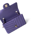 CHANEL Purple 20S Light Purple Lambskin Chevron Mini Rectangular Flap Light Gold Hardware -Knockoff
