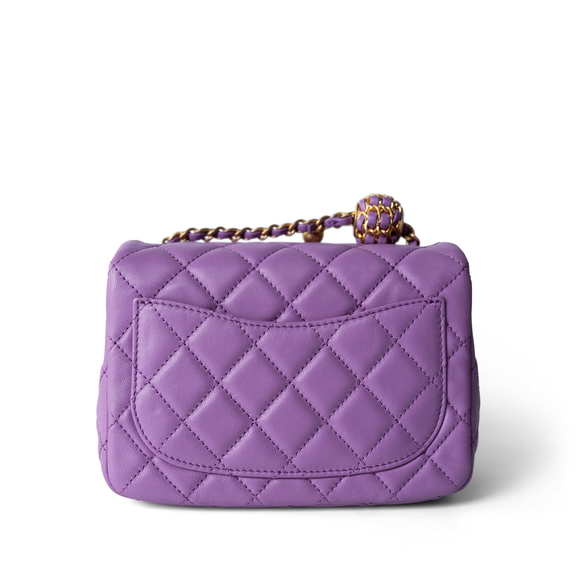 CHANEL Purple Purple Lambskin Quilted Pearl Crush Mini Square Aged Gold Hardware -Knockoff
