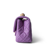 CHANEL Purple Purple Lambskin Quilted Pearl Crush Mini Square Aged Gold Hardware -Knockoff
