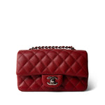 CHANEL Red Caviar Quilted Mini Rectangular Flap Silver Hardware -Knockoff
