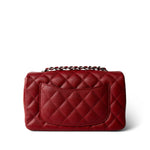 CHANEL Red Caviar Quilted Mini Rectangular Flap Silver Hardware -Knockoff
