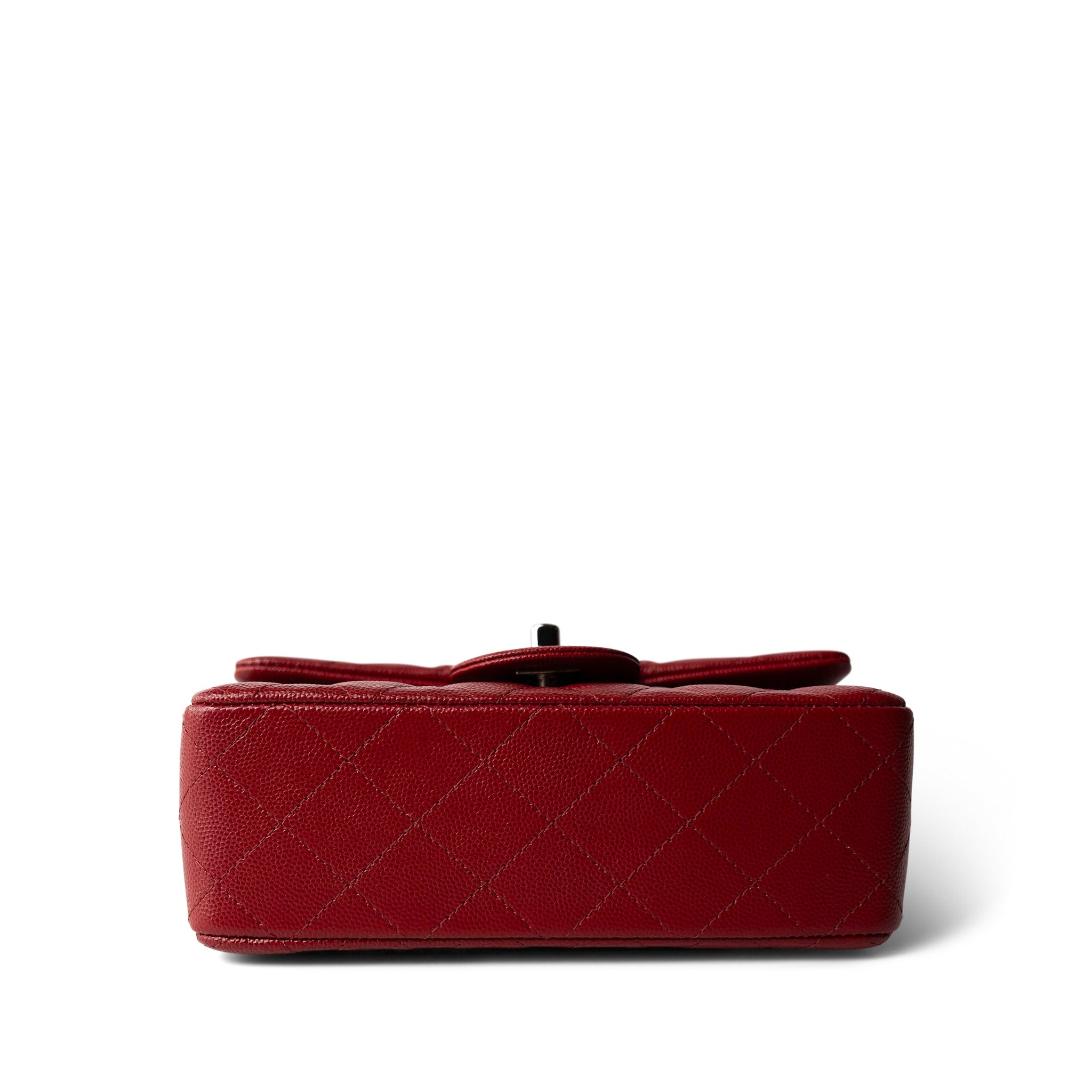 CHANEL Red Caviar Quilted Mini Rectangular Flap Silver Hardware -Knockoff
