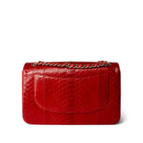 CHANEL Red Red Python Jumbo Classic Flap Light Gold Hardware -Knockoff
