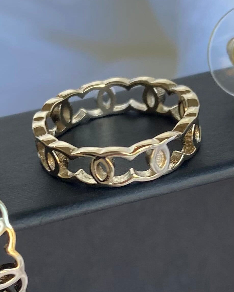 CHANEL Ring Gold Metal CC Ring Golden -Knockoff
