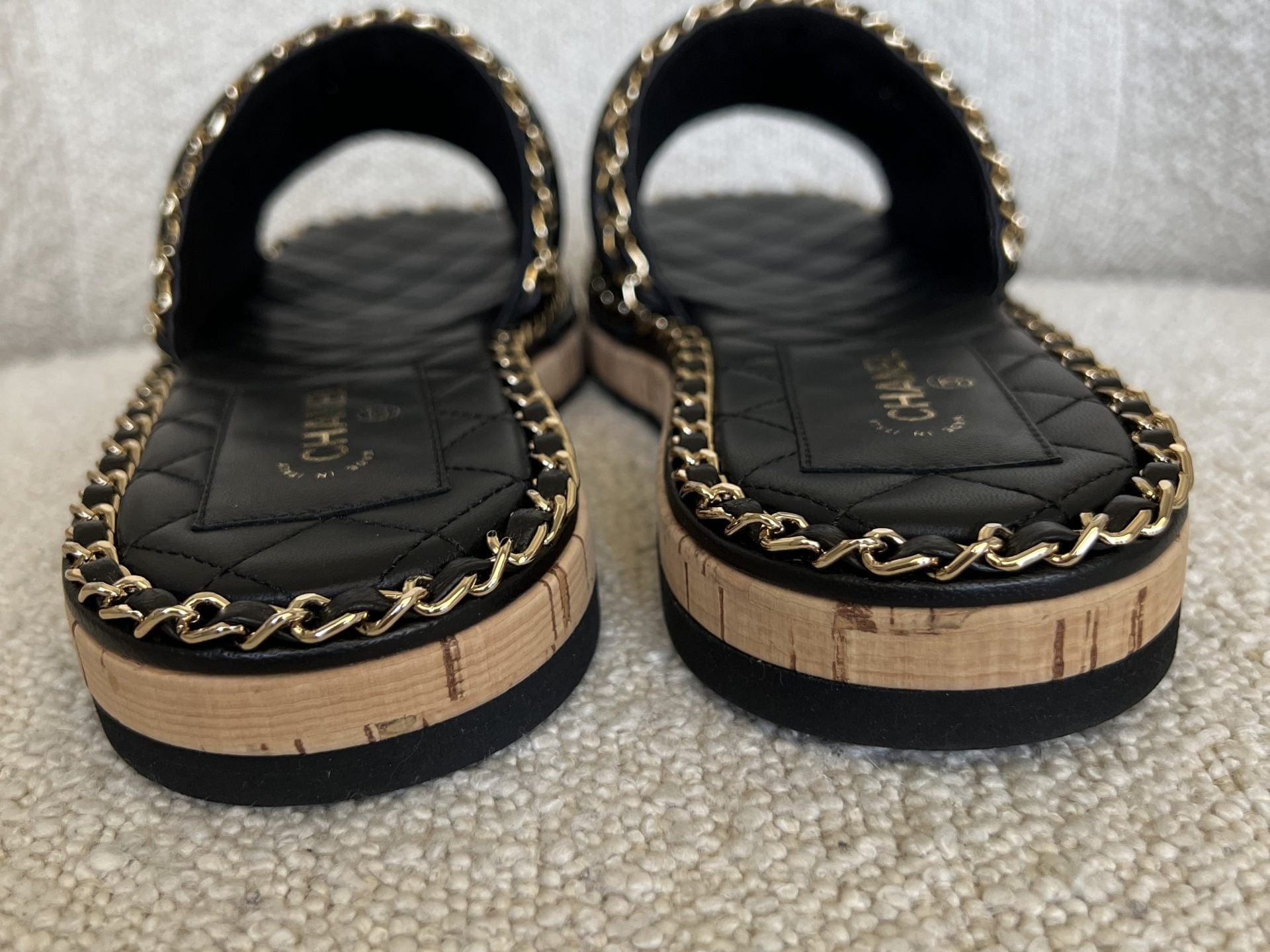 CHANEL Sandals Chanel CC Espadrille Slip On Sandals Black - 39 -Knockoff
