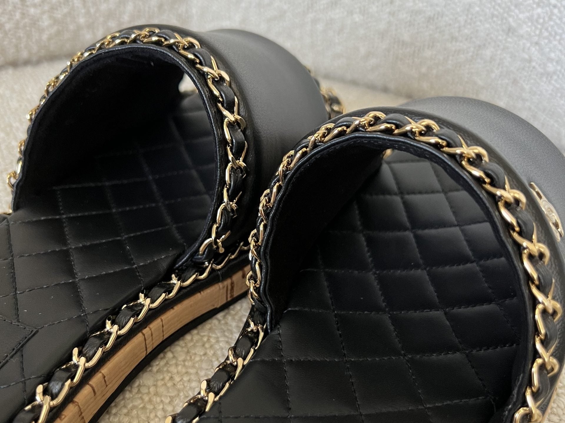 CHANEL Sandals Chanel CC Espadrille Slip On Sandals Black - 39 -Knockoff
