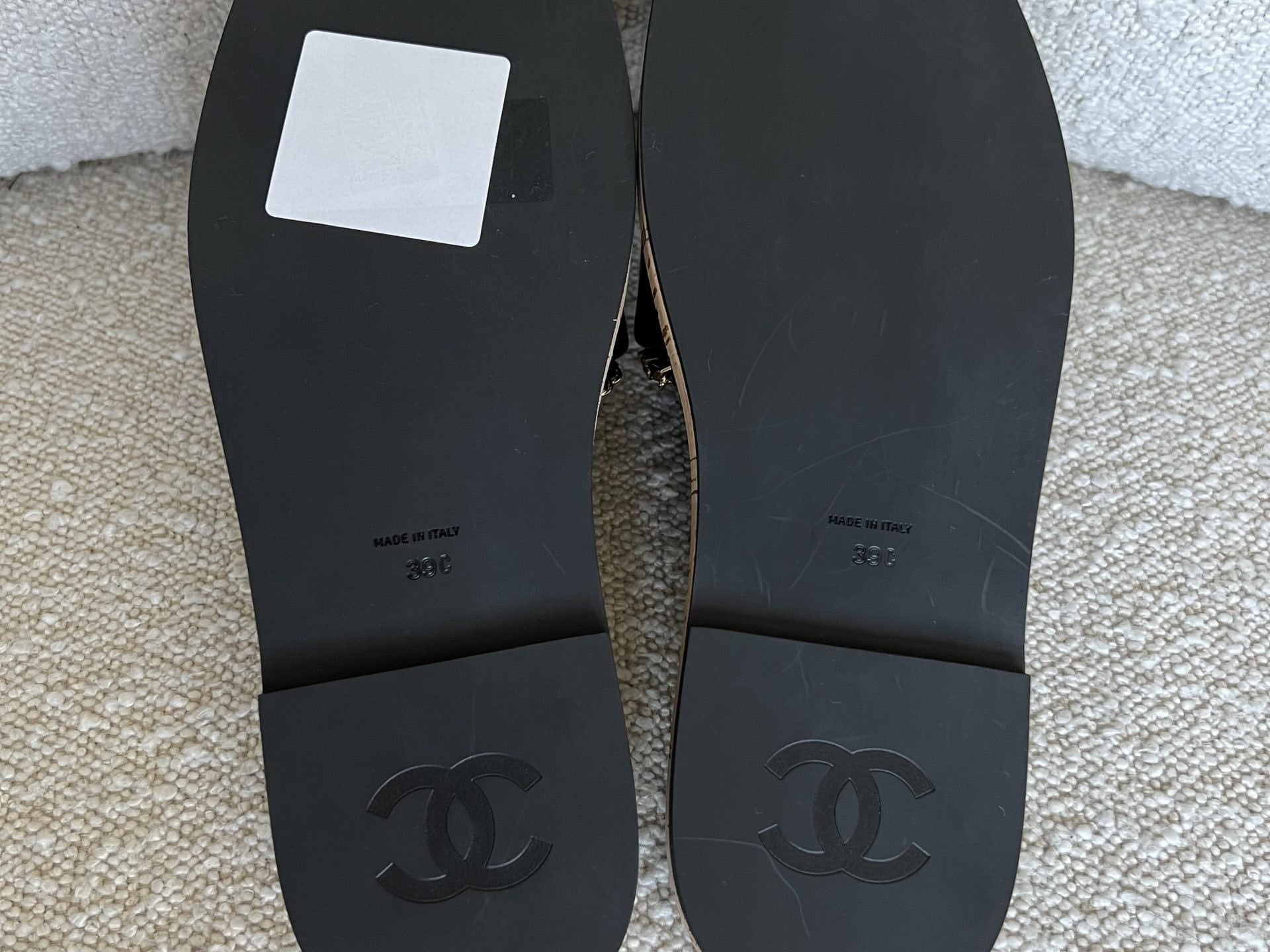 CHANEL Sandals Chanel CC Espadrille Slip On Sandals Black - 39 -Knockoff
