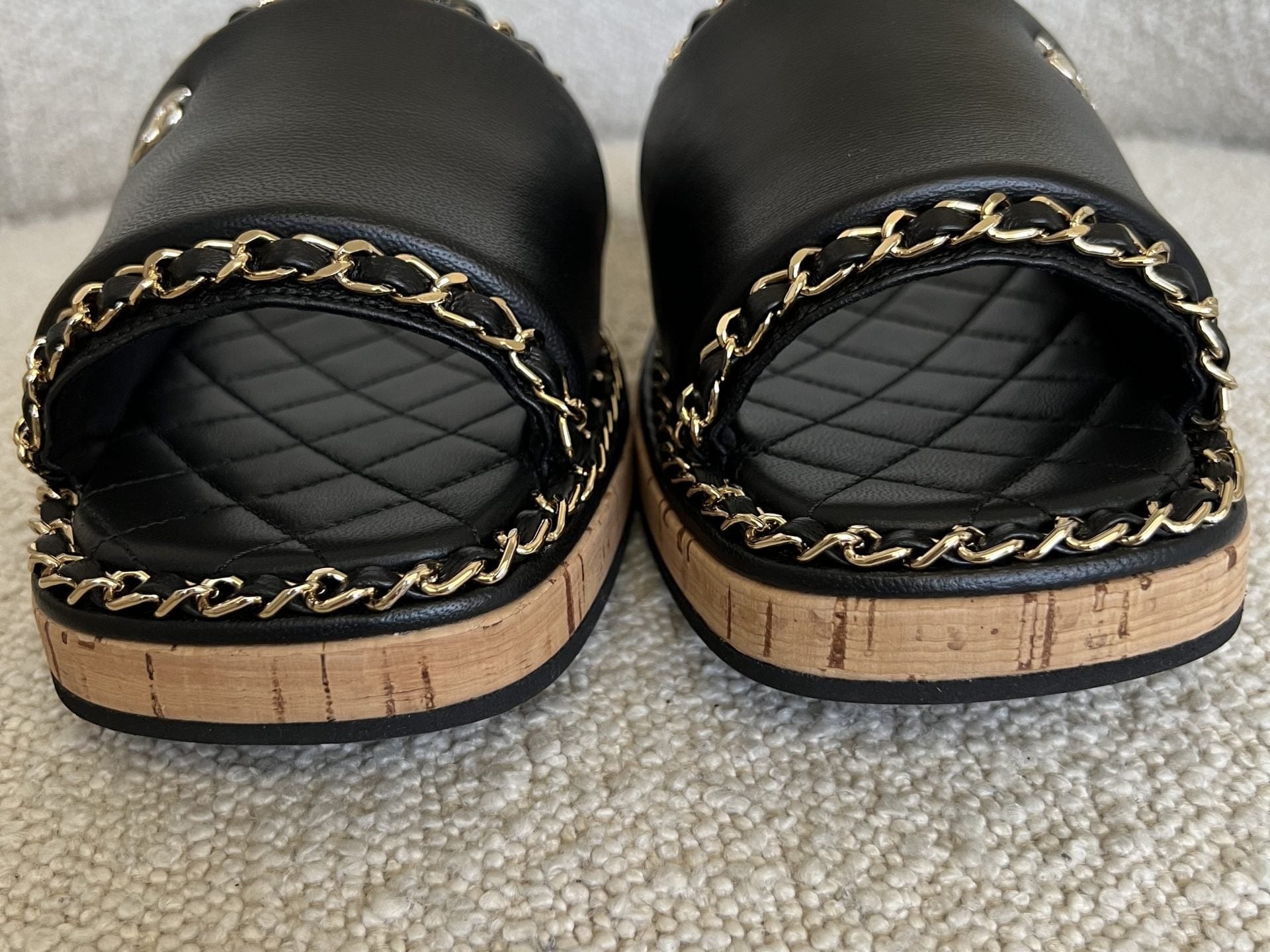 CHANEL Sandals Chanel CC Espadrille Slip On Sandals Black - 39 -Knockoff
