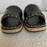 CHANEL Sandals Chanel CC Espadrille Slip On Sandals Black - 39 -Knockoff
