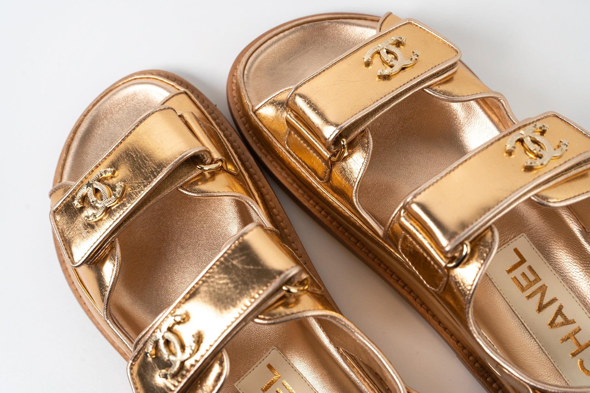 CHANEL Sandals Chanel Dad Sandals - Metallic Gold -Knockoff
