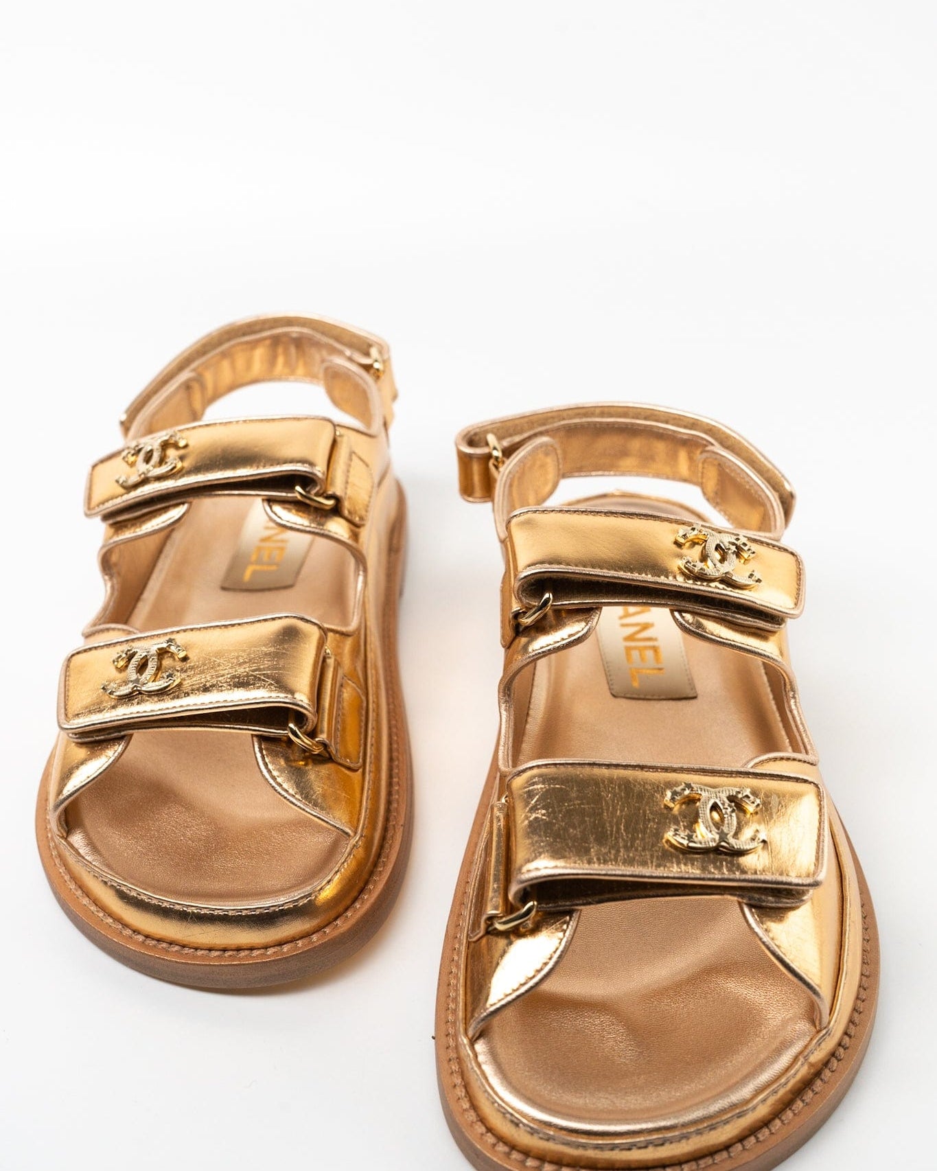 CHANEL Sandals Chanel Dad Sandals - Metallic Gold -Knockoff
