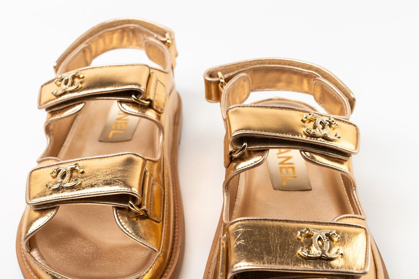 CHANEL Sandals Chanel Dad Sandals - Metallic Gold -Knockoff
