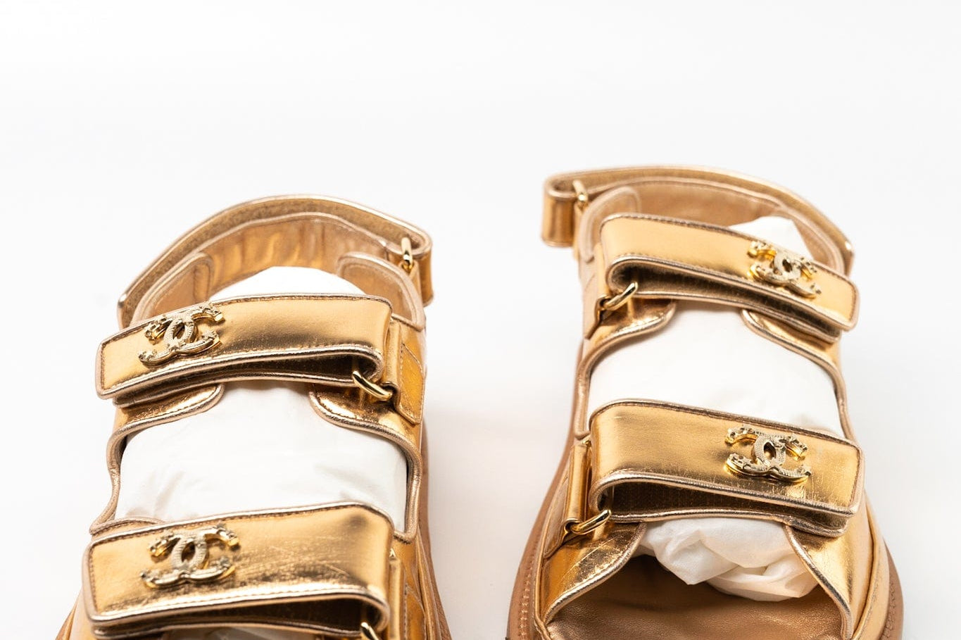 CHANEL Sandals Chanel Dad Sandals - Metallic Gold -Knockoff
