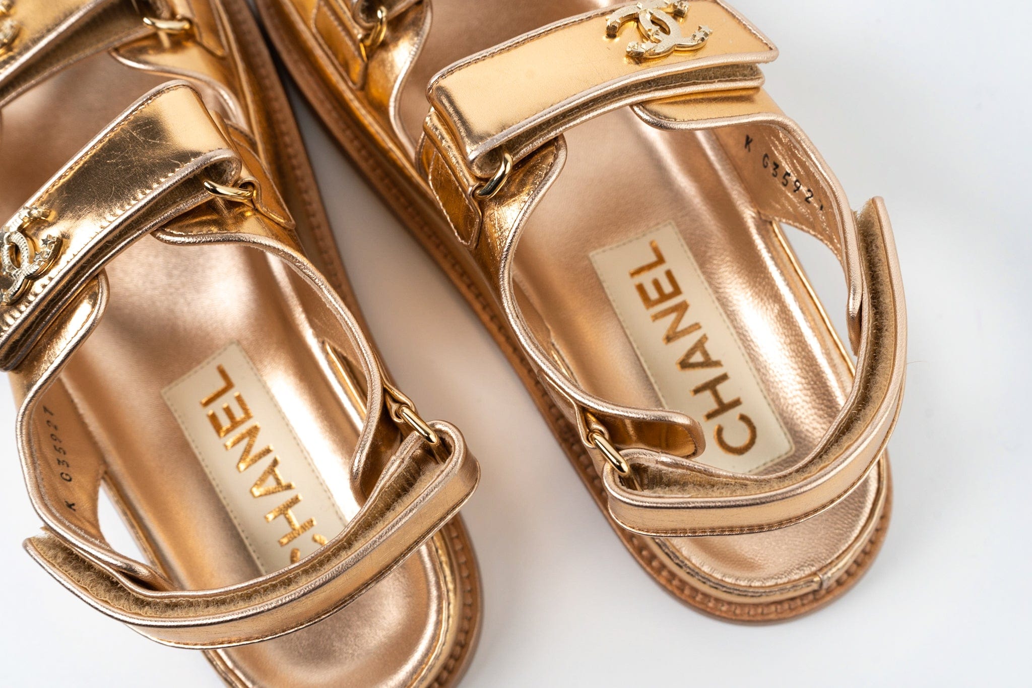 CHANEL Sandals Chanel Dad Sandals - Metallic Gold -Knockoff
