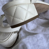 CHANEL Sandals White Chanel White Quilted Leather Sandals - 38 1/2 -Knockoff
