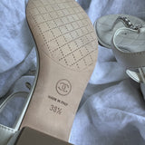 CHANEL Sandals White Chanel White Quilted Leather Sandals - 38 1/2 -Knockoff
