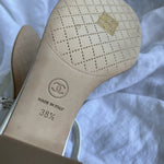 CHANEL Sandals White Chanel White Quilted Leather Sandals - 38 1/2 -Knockoff
