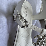 CHANEL Sandals White Chanel White Quilted Leather Sandals - 38 1/2 -Knockoff
