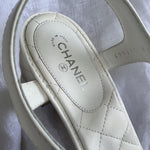 CHANEL Sandals White Chanel White Quilted Leather Sandals - 38 1/2 -Knockoff
